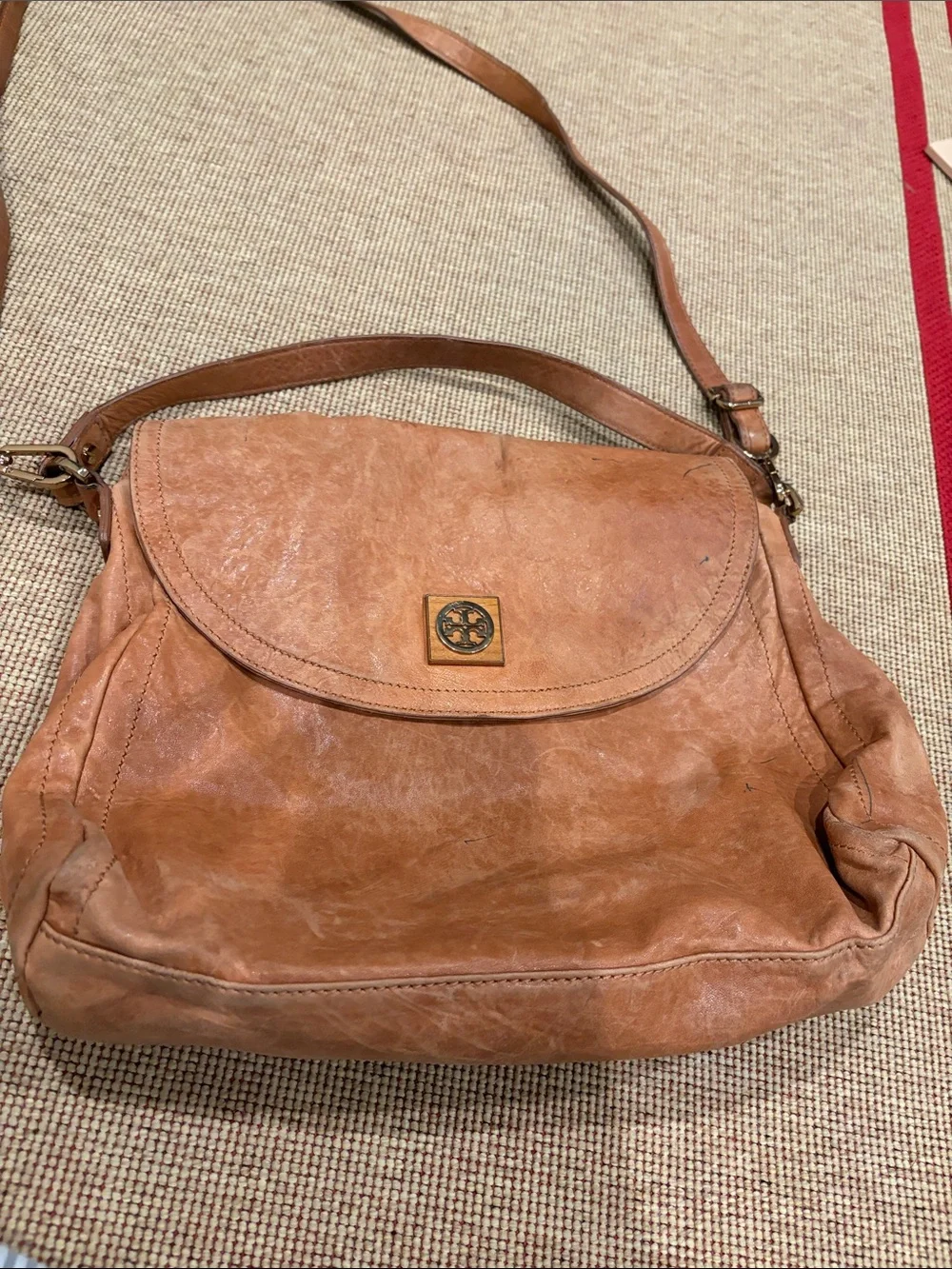 Tory Burch Designer Foldover Convertible Flap Crossbody Purse Leather Bag